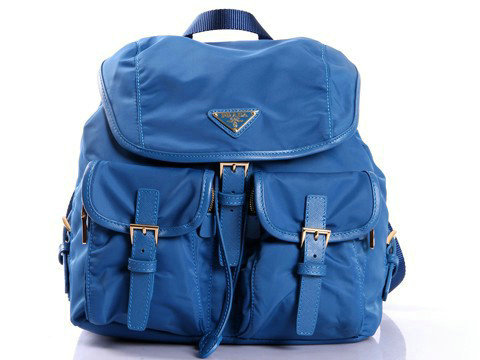 2014 Prada microfiber nylon drawstring backpack bag BZ0030 lightblue